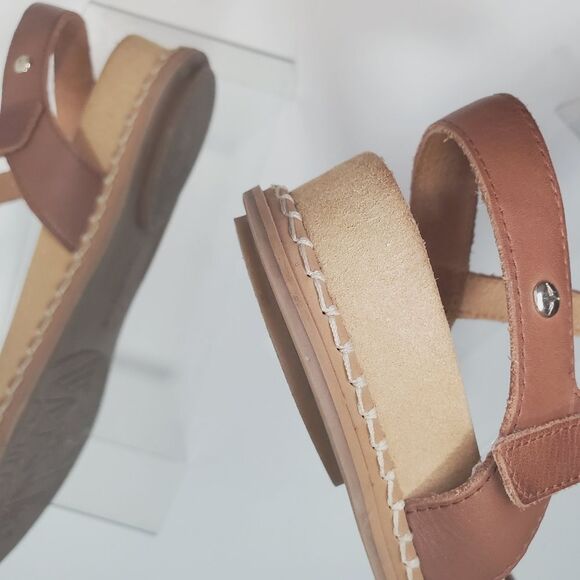 Pikolinos Women's Sandals US 7.5 EU 38 White Brown Leather Ankle Strap Low Heel - Picture 4 of 10